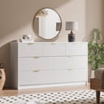 thumbnail image 6 of FURNIWAY White 7 Drawer Dresser, Fluted Wood Clothes Storage Organizer & Cabinet for Bedroom, Modern Chest with Gold Metal Handles, Wide Dresser for Bedroom,Living Room,Hallway, 6 of 9