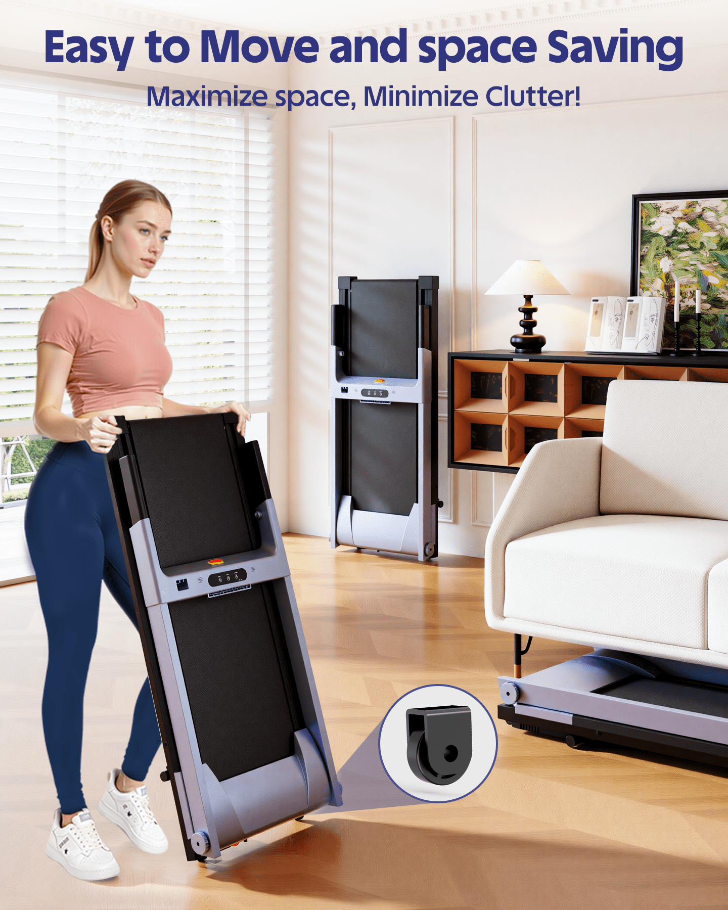 Superun 4-in-1 Foldable Treadmill with Incline, 300 LBS Capacity Running Treadmills for Home Small Spaces with Handles, 3.0 HP Folding Treadmill with Smart APP