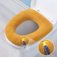 thumbnail image 3 of Soft Toilet Seat Cover - Plush, Thick Fabric Toilet Seat Warmer for Round & Elongated 14x18" Toilet Seats - Reusable, Machine-Washable, Easy-Install - Orange, 3 of 6