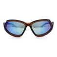 thumbnail image 3 of Swan Down Temple Curved Wrap Cat Eye Sport Plastic Sunglasses Brown - Yellow Mirror, 3 of 8
