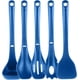 thumbnail image 1 of Juego de utensilios de cocina NutriChef: espátula, tenedor para pasta, cuchara sólida, espumadera y soporte para utensilios (azul), 1 of 1