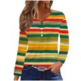 thumbnail image 2 of ZZwxWA 50 % de Réduction Mode Femme Décontractée Imprimés Bouton Manches Longues Col en V Blouse, 2 of 5