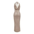 thumbnail image 3 of Aayomet Prom Dresses Women Sleeveless V Neck Bridesmaid Wedding Evening Party Dresses,Beige XXL, 3 of 4