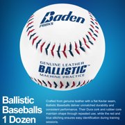 Baden Ballistic Leather Pitching Machine Baseballs, White, 9 Inch, 12-Pack