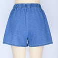 thumbnail image 7 of Mqqzkk Women's Denim Shorts, Elastic Wasit Mid Rise Loose Fits Stretchy Jeans Short Pants Straight Leg Comfy Shorts, 7 of 7