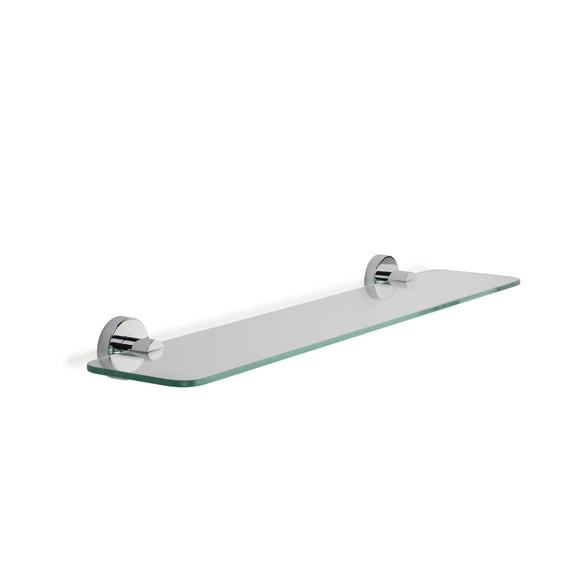 Croydex Metra Flexi-Fix Screw or Glue Glass Bathroom Shelf in Chrome (23.2 x 5.3 x 2.1 in)