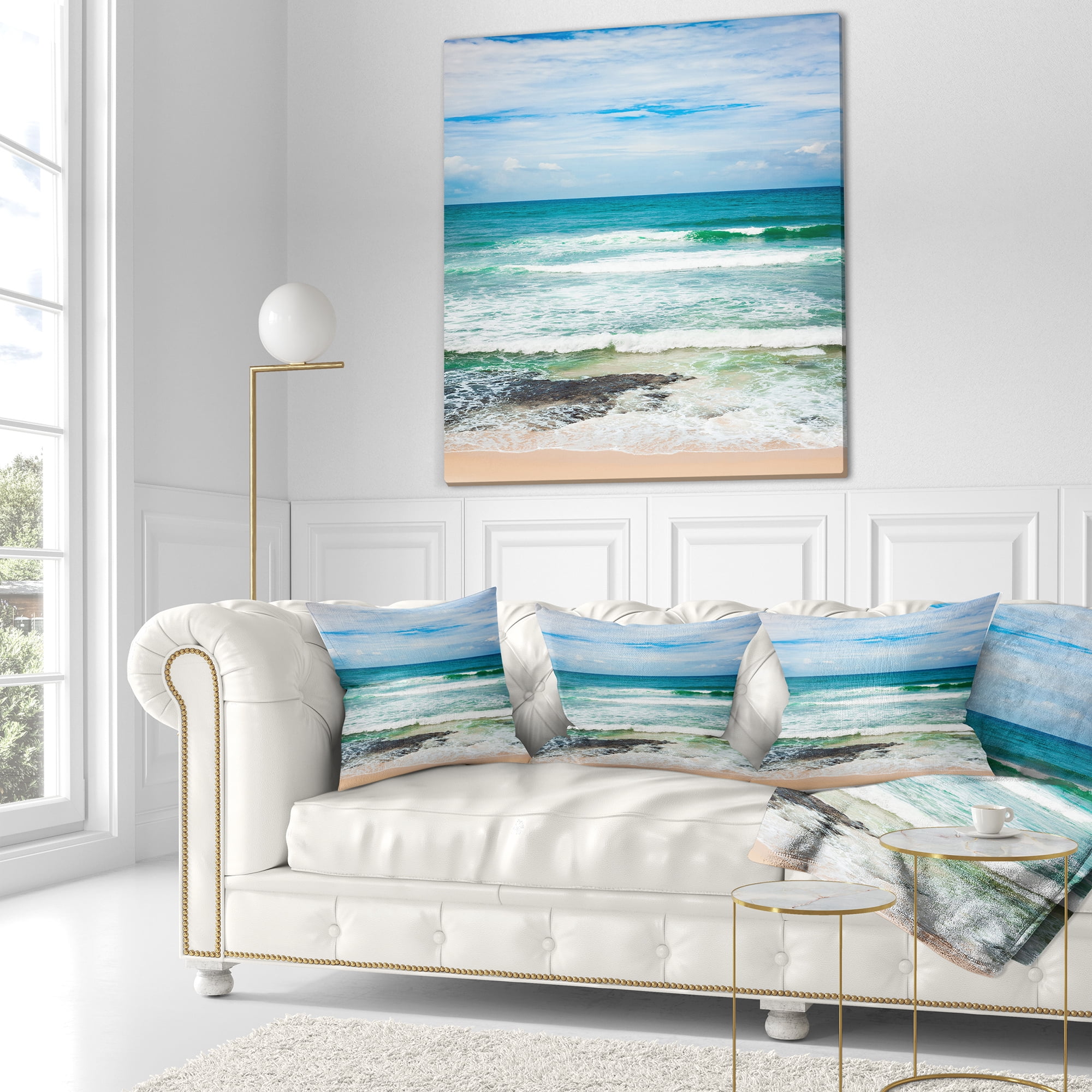 Designart Indian Ocean - Seascape Photography Throw Pillow - 16x16
