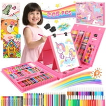 Huge Wave Unicorn Art Supplies for Girls, 208PCS Markers Set with Storage Case, Christmas Birthday Gift for Kids Aged 4-12 Years Old