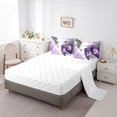 thumbnail image 5 of Homewish Teens Purple Flower Leaves 7-Piece Twin Bedding Sets,Vintage Aesthetic Bedding Comforter Set,Minimalist Mid Century Breathable Sheet Sets,Microfiber Bedroom Decor,Reversible, 5 of 8