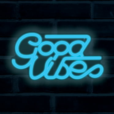 Xtreme Lit 12.76" x 6.73" 'Good Vibes' Multi-color LED Neon Sign, Plastic Hanging Wall Art, 1.3 lb
