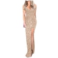 thumbnail image 1 of WEAIXIMIUNG Carnaval Femme Décolleté Profond Paillettes Portefeuille Froncé Sans Manches Robe de Soirée de Boîte de Nuit, 1 of 5