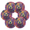 thumbnail image 2 of Haosy Set of 6 Drink Woven Coaster with Holder Heat Resistant Non-Slip Bar Coasters 4 Inches Colorful Bear and Star, 2 of 7
