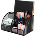 thumbnail image 1 of Organizador de escritorio de metal multifuncional, portalápices con cajón deslizante de malla, caja de almacenamiento de papelería para el hogar, la escuela y la oficina, color negro, 1 of 5