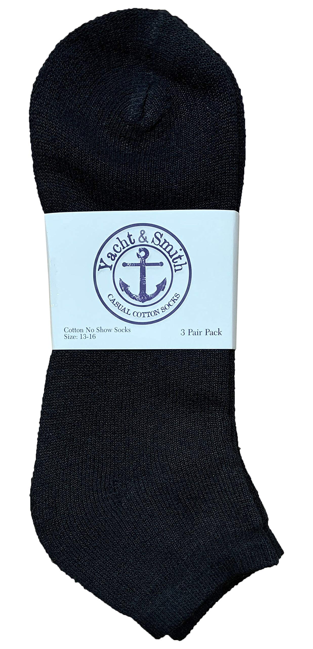 48 Pairs Of Yacht & Smith Mens Wholesale Bulk No Show Ankle Socks, Cotton Sport Athletic Socks - Size 10-13 (Black)