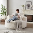 thumbnail image 6 of Leumius 55" Oversized Round Swivel Accent Chair,Upholstered Corduroy 360 Degree Swivel Chair for Living Room, Bedroom, Lounge and Projection Room,Beige, 6 of 11