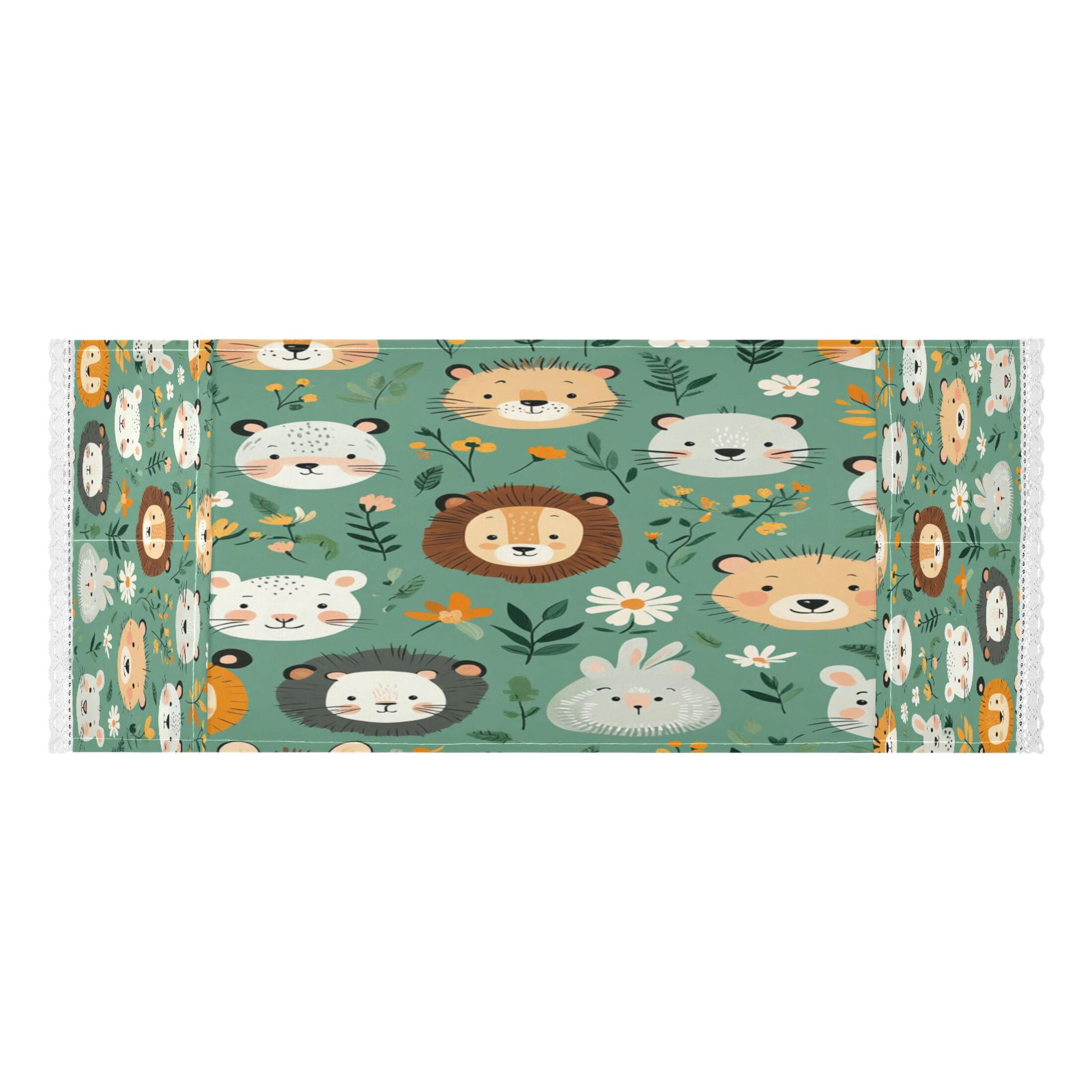 WOBOGO Cute Animal Faces in A Seamless Jungle Pattern Washing Machine Cloth Dryer Refrigerator Top Cover Protective Non-Slip Mat For Kitchen Laundry