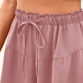 thumbnail image 4 of Hontri Womens Shorts Womens Shorts 2025 Summer Drawstring Ruffle Elastic High Waist Solid Color Casual Beach Shorts with Pockets Shorts for Women, 4 of 6