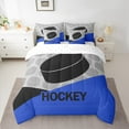 thumbnail image 2 of Feelyou Eat Sleep Hockey Bedding Comforter Set 7pcs for Child, Ball Game Lover King Bedding Sets, Cartoon Sports Theme Reversible Bed Sheets, Breathable Home Decor, 2 of 7