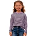 thumbnail image 4 of Bobifish Toddler Boys Tees Classic Stripe Pattern Crew Neck Long Sleeve T-Shirts Soft Fabric Casual Basic Daily Versatile Street Style Outfits,Size 5-6Y, 4 of 6