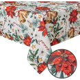 thumbnail image 2 of Joyfol Day Winter Holiday Christmas Tablecloth, Red Flowers Bells Table Cloth, Waterproof Table Cover for Xmas/Dinner Party Decoration (60 X 84 INCH,Rectangle), 2 of 6