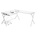 thumbnail image 4 of ACME Demas Glass Top L-Shaped Computer Desk with Holder in Clear and White, 4 of 7