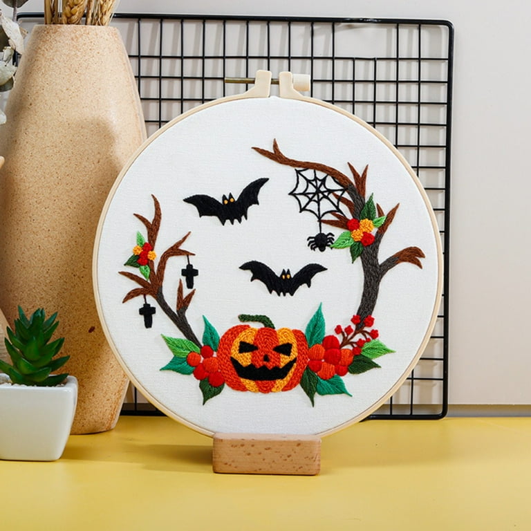 Halloween Themed Embroidery Kit with Patterns and Instructions