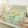 thumbnail image 3 of Feelyou Cartoon Capibara Teens Twin Sheet Sets, Lotus Flower Floral Twin Fitted Sheet, Kawaii Orange Watermelon Flat Sheet, Ultra Soft Home Decor, 3-Piece, 3 of 7
