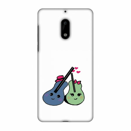 Nokia 6 Case - Music doodles, Hard Plastic Back Cover, Slim Profile Cute Printed Designer Snap on Case with Screen Cleaning
