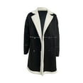 thumbnail image 6 of Lovskoo 2024 Women's 2023 Trendy Winter Coat Faux Suede Long Sleeve Lapel Button Thick Warm Faux Shearling Teddy Oversized Overcoat Jacket Black, 6 of 7