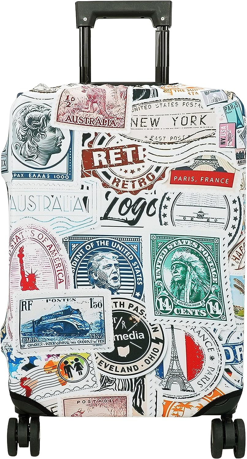 Luggage Cover Approved Travel Suitcase Protector Funny Postmarks