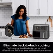Ninja Foodi 8 qt 2-Basket Air Fryer, Black - DualZone Technology, Smart Finish