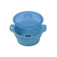 thumbnail image 2 of Microwave Cooking Pot with Lid and Steaming Tray, Collapsible Silicone Vegetable Steamer for Kitchen, Space Saving Foldable Food Steamer with Handles for Veggies, Dumplings, Seafood, Rice, Blue, 2 of 7