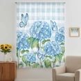 thumbnail image 3 of Blue Floral Sheer Curtains 84 Inches Long, Summer Botanical Flowers Plaid Hydrangeas Light Filering Curtains, Breathable Simi Curtain Privacy Drapes for Living Room Bedroom Window Treatment, 3 of 9
