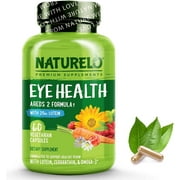 NATURELO Eye Vitamins - AREDS 2 Formula with Lutein, Zeaxanthin, Vitamin C, E, Zinc, and DHA - Supplement for Dry Eyes, Healthy Vision & Eye Support - 60 Vegan Capsules