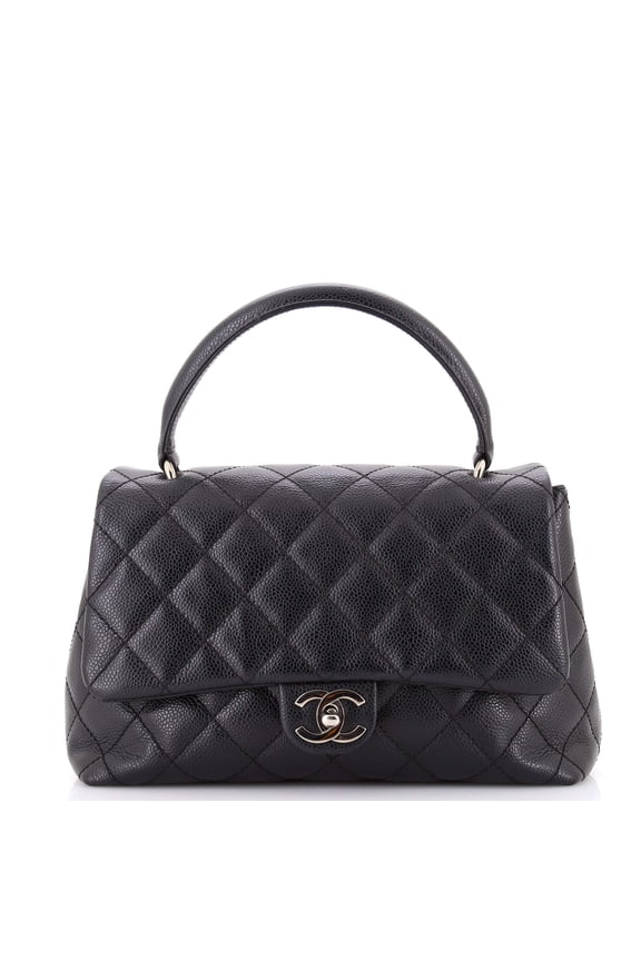 Pre-Owned Vintage Classic Top Handle Flap Bag Quilted Caviar Medium By Rebag