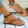thumbnail image 6 of CQONEPT Women's Flat Slide Sandals - Fashion Comfortable Flat Summer Shoes,Bohemian T-Strap Casual Thong Sandals. Size 10 Brown, 6 of 8