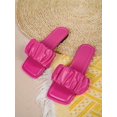 thumbnail image 2 of Fashionable Outdoors Flat Slippers for Women, Ruched Plain Artificial Leather Open Toe Slide Sandals, 2 of 4