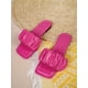 thumbnail image 2 of Fashionable Outdoors Flat Slippers for Women, Ruched Plain Artificial Leather Open Toe Slide Sandals, 2 of 4