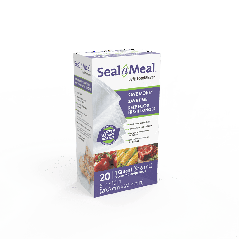 Seal a Meal 1 Quart Vacuum Seal Bags for Seal a Meal and FoodSaver Vacuum Sealers 20 Pack Plastic