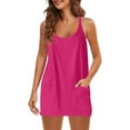 thumbnail image 2 of XCHQRTI Women's Sleeveless Jumpsuit Spaghetti Strap with Pockets Casual Summer Overall, Suspender Mini Dress + Suspenders + Shorts, 2 of 4