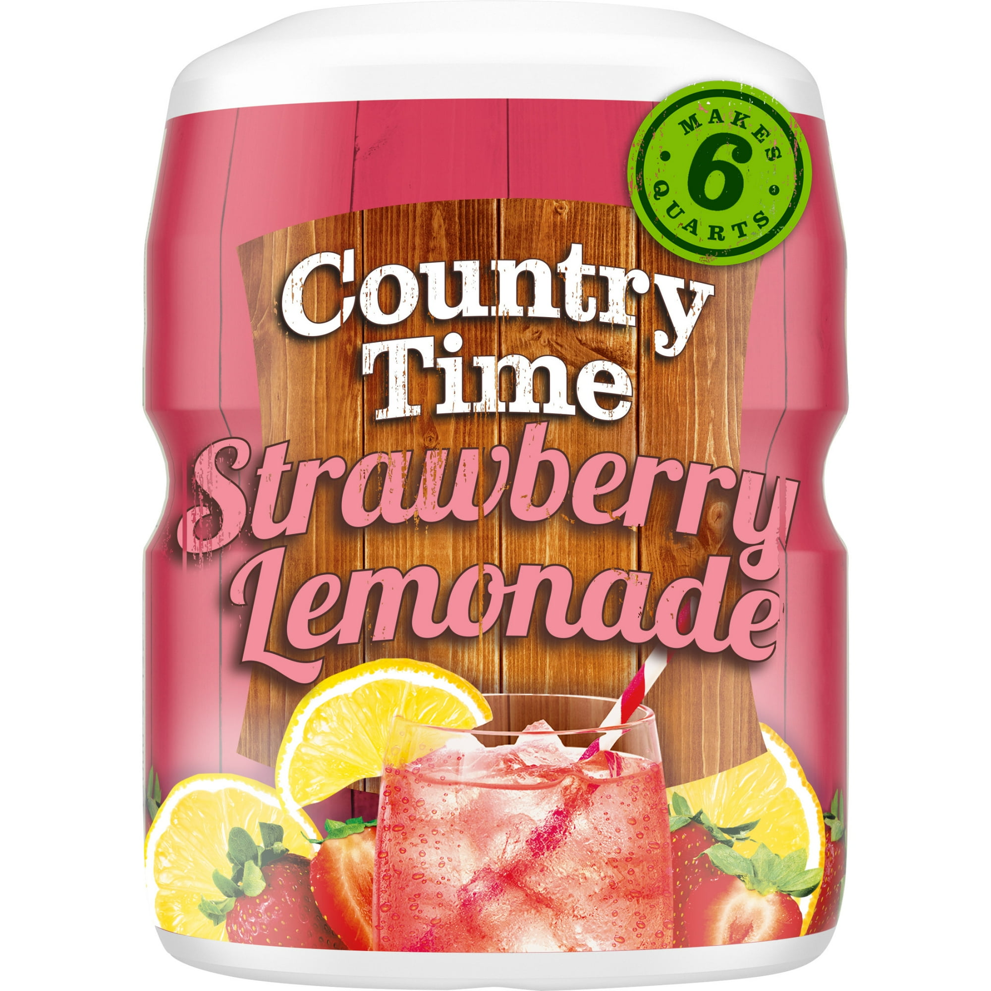 Country Time Strawberry Lemonade Powdered Drink Mix, 1 Canister, for Shareable Refreshment, Naturally Flavored with Other Natural Flavor, No Artificial Sweeteners or Flavors, 18 oz