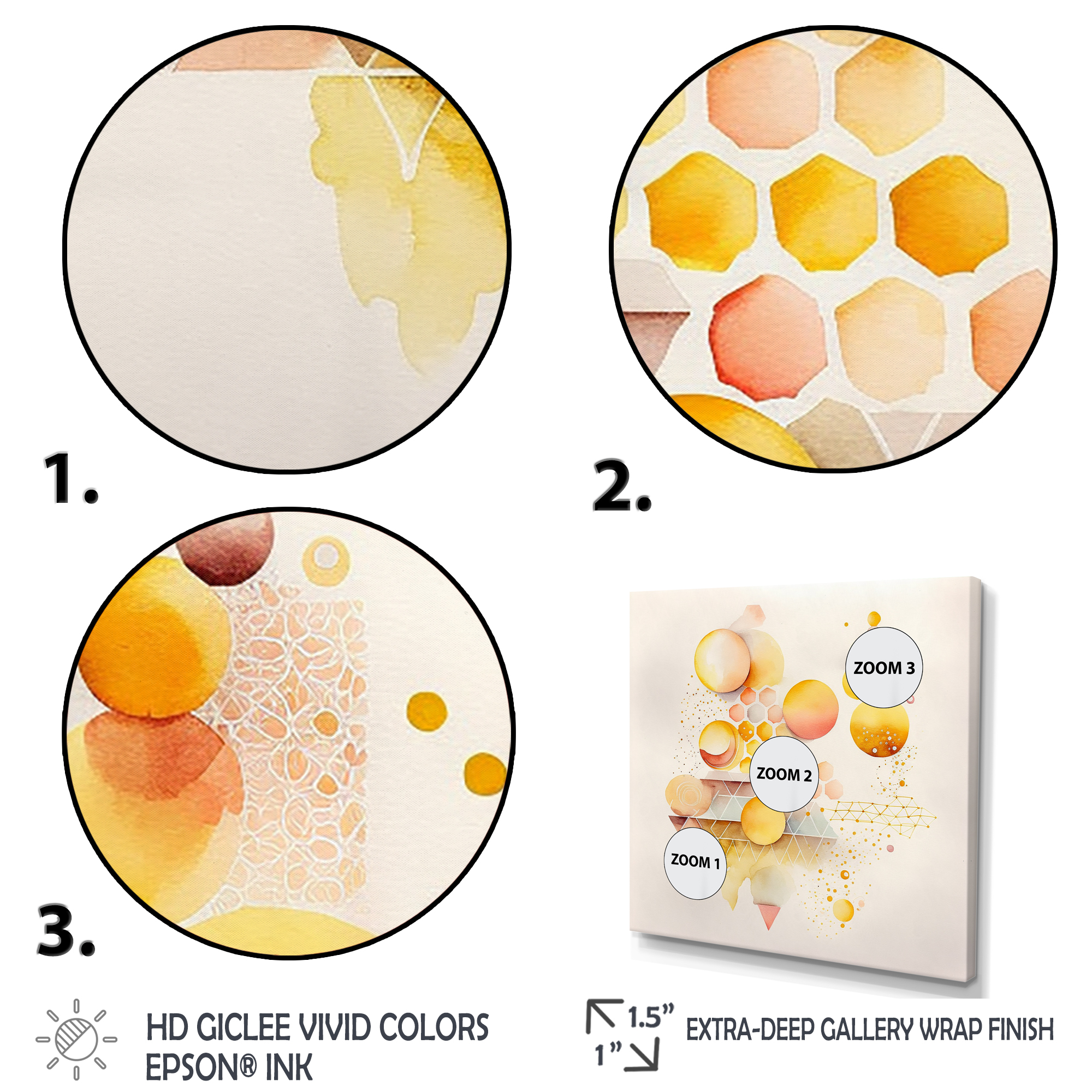 Designart Yellow Multi Shape Abstract IV Canvas Wall Art