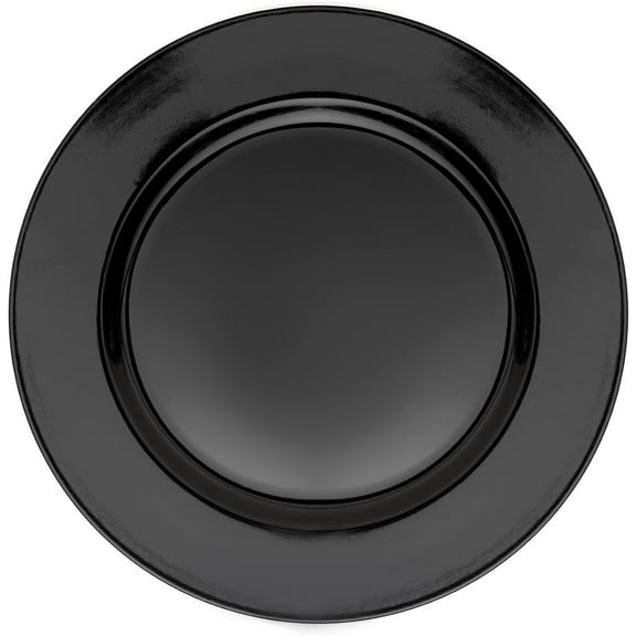 Simply Elegant Flat Edge Plastic Charger Plate | Service Plate for Parties, Dinner, Weddings, Quinceaneras and Events | 13 inch Diameter | Black- Gloss Finish | Set of 12