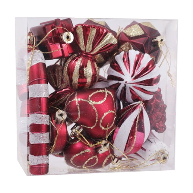 Advancent Juego de bolas colgantes con forma de corazón, decoraciones festivas, adornos, regalos pensativos, juego de bolas colgantes, Feliz Kits de decoración para fiestas vino tinto
