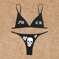 thumbnail image 3 of Nuevo Traje de baño de dos piezas con estampado de calavera para mujer, traje de baño gótico Emo gótico, blanco y negro, traje de baño dividido, traje de baño gótico de cintura alta, ropa, 3 of 5