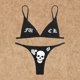 thumbnail image 3 of Nuevo Traje de baño de dos piezas con estampado de calavera para mujer, traje de baño gótico Emo gótico, blanco y negro, traje de baño dividido, traje de baño gótico de cintura alta, ropa, 3 of 5