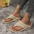 thumbnail image 6 of Women's Plus Size Summer Casual Solid Color Flip-flops Beach Wedge Toe Fish Mouth Sandals Sandals for Women Beige 40, 6 of 6