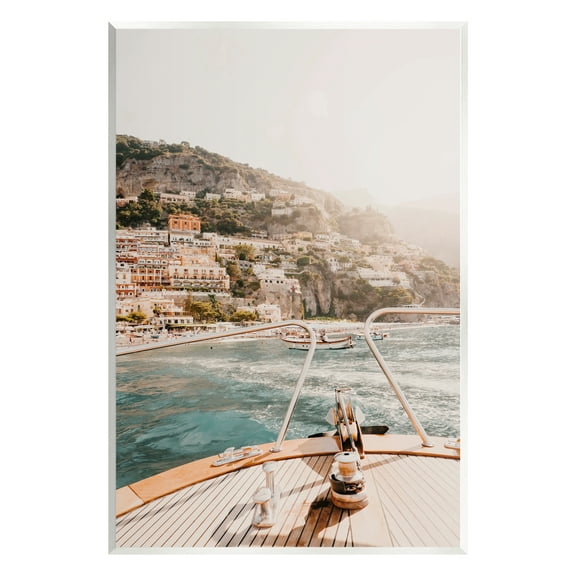 Stupell Boating Coastal Seaside Town Buildings Landscape Photography Wall Plaque Unframed Art Print Wall Art