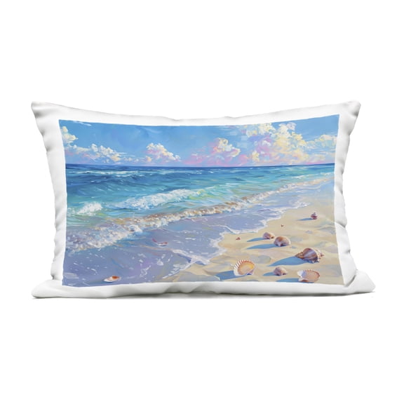 Stupell Industries Seashell Speckled Coast Outdoor Printed Pillow design by LSR Design Studio, 14 x 7 x 20