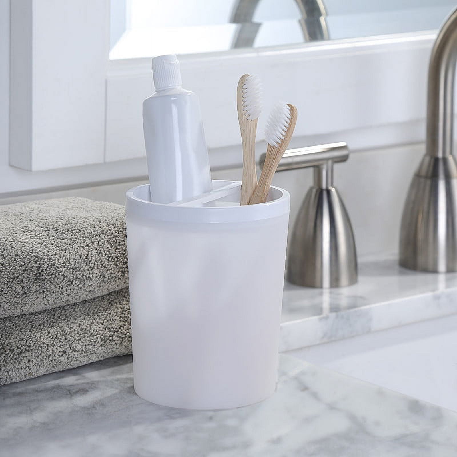 Mainstays Frosted White Plastic Toothbrush Holder